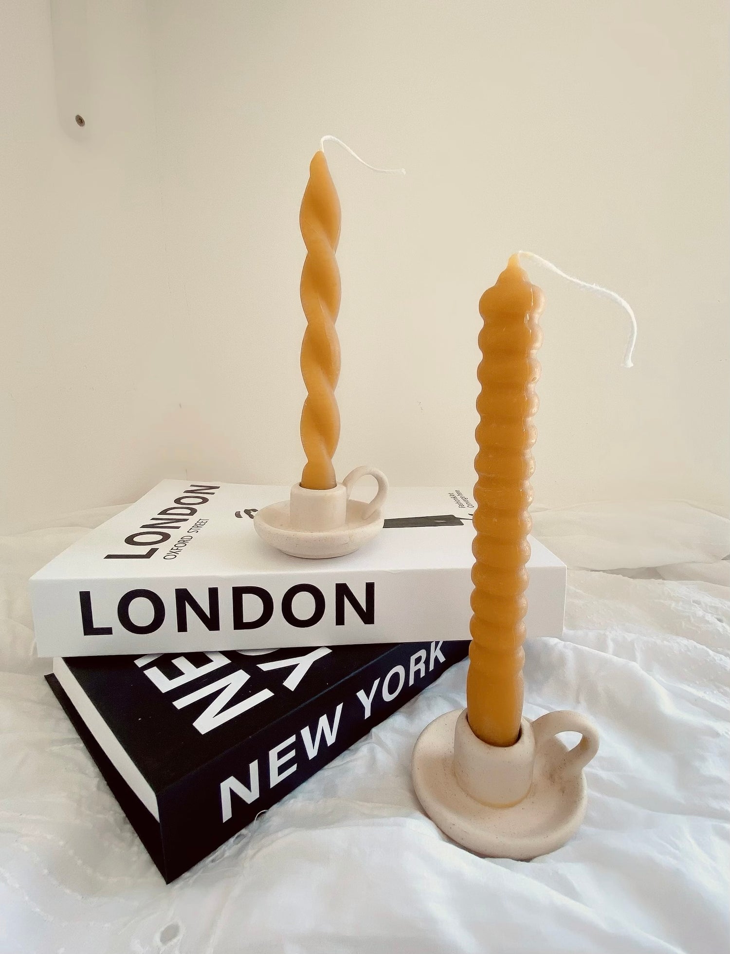 Unscented beeswax taper candles