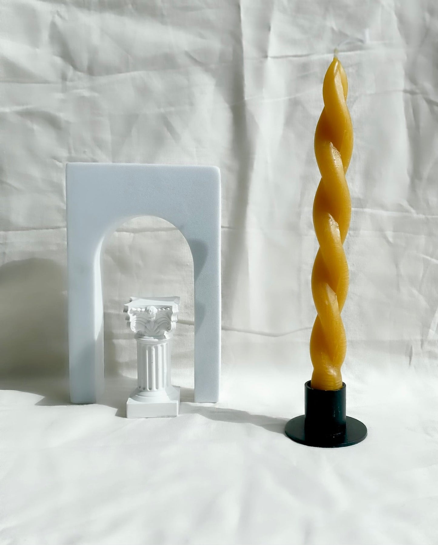 2 Spiral Twist Taper Candles (pure beeswax)